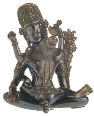 Tantra-Figur - Indra mit Shakti aus Messing, 20cm